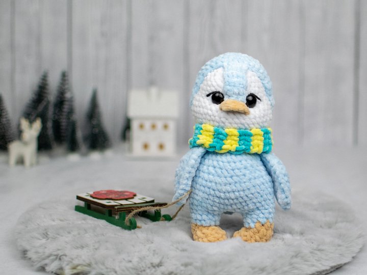 Penguin Crochet Pattern – Amigurumi Plush Penguin with Scarf PDF Tutorial