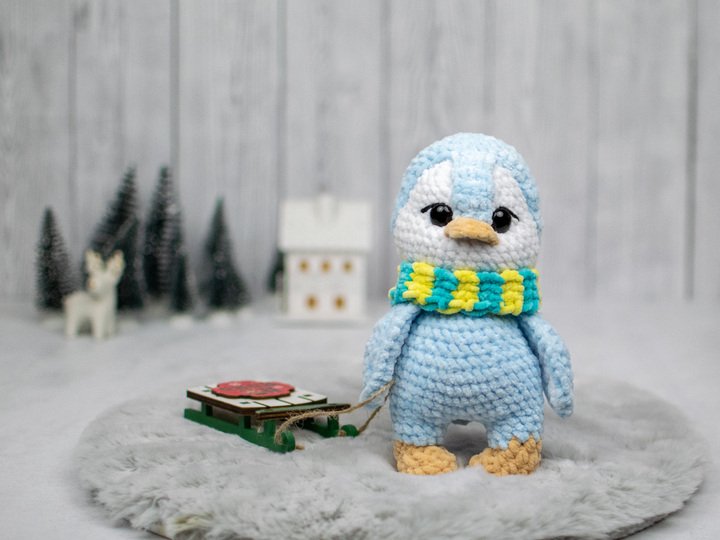 Penguin Crochet Pattern – Amigurumi Plush Penguin with Scarf PDF Tutorial