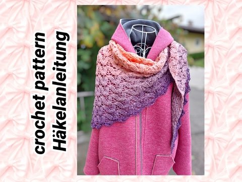 Flat triangular scarf Camilla BE – crochet pattern