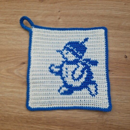 Häkelanleitung Topflappen "Schneemann"