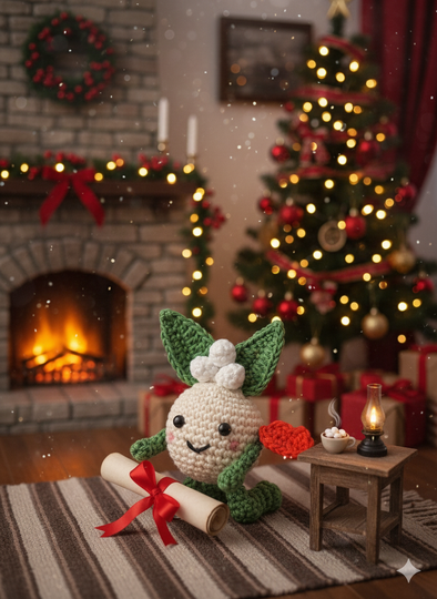Weihnachtsfigur häkeln – Misty, das Mistelzweigmädchen (DE & EN)