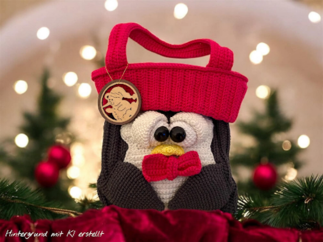 Häkelanleitung Geschenkbeutel Set / Weihnachtsmann / Pinguin