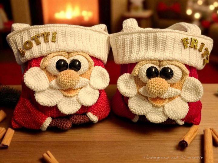 Häkelanleitung Geschenkbeutel Set / Weihnachtsmann / Pinguin