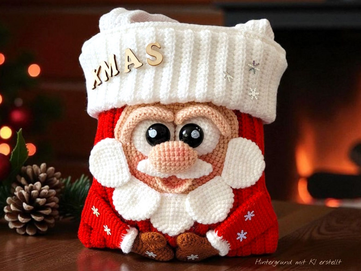 Häkelanleitung Geschenkbeutel Set / Weihnachtsmann / Pinguin