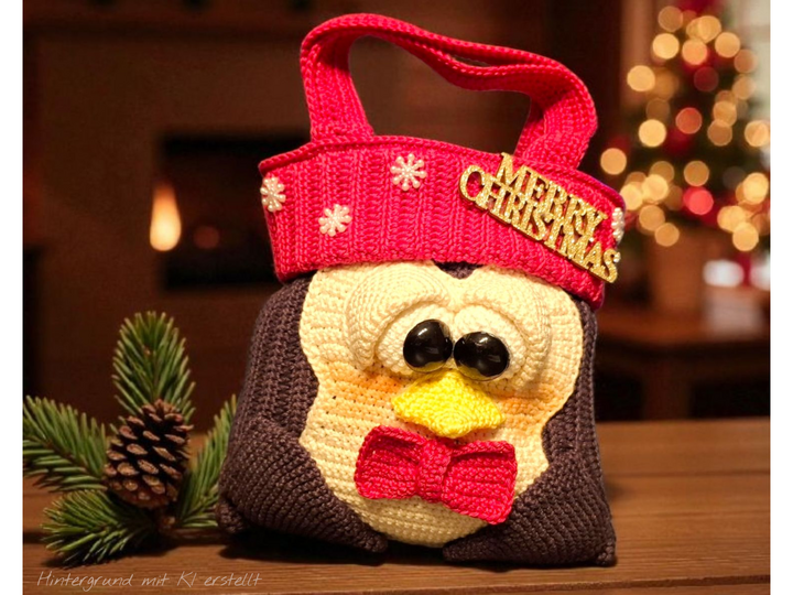 Häkelanleitung Geschenkbeutel Set / Weihnachtsmann / Pinguin