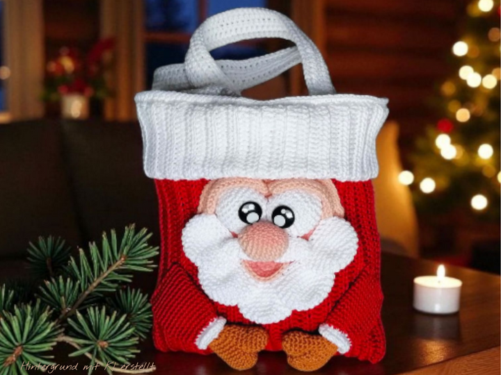 Häkelanleitung Geschenkbeutel Set / Weihnachtsmann / Pinguin