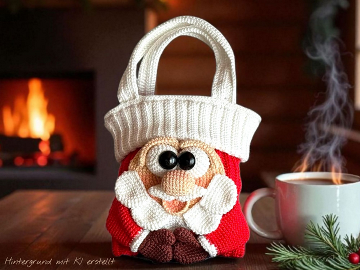 Häkelanleitung Geschenkbeutel Set / Weihnachtsmann / Pinguin