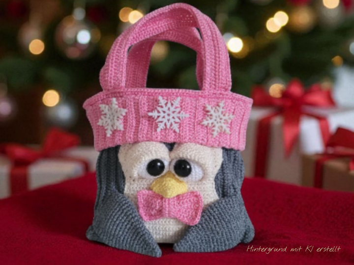 Häkelanleitung Geschenkbeutel Set / Weihnachtsmann / Pinguin