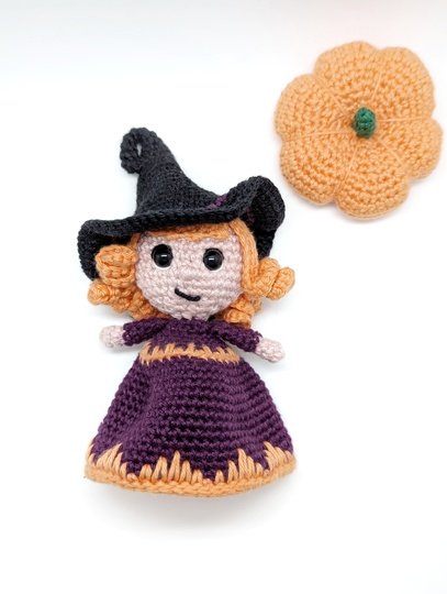 Halloween Reversible Pumpkin Witch Amigurumi - Crochet Pattern (EN, DE)
