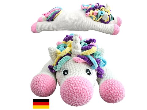 Großes XL Einhorn häkeln lernen – Schlummereinhorn Amigurumi Häkelanleitung