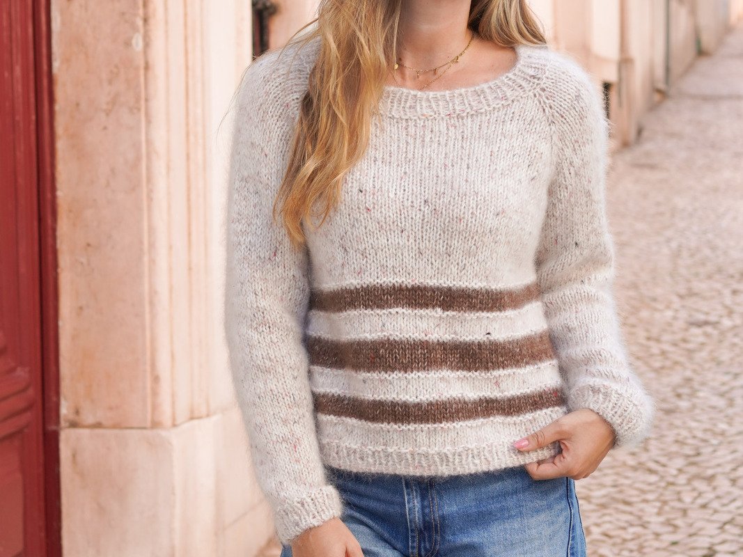 Raglan Pullover mit Streifen stricken - mit Videoanleitung