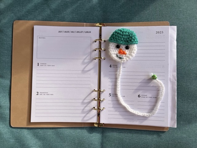 Häkelanleitung Schneemann Lesezeichen