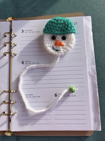 Häkelanleitung Schneemann Lesezeichen