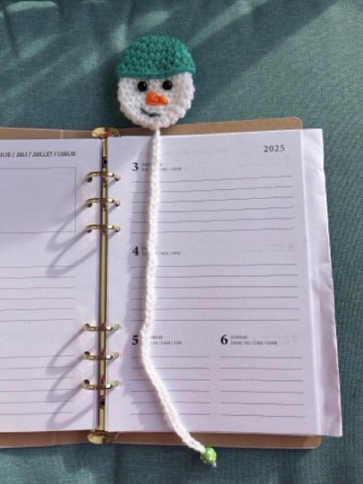 Häkelanleitung Schneemann Lesezeichen