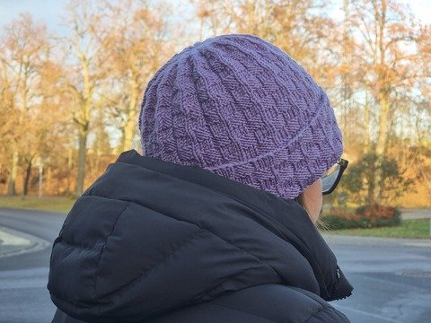 "Plissee" Damen Mütze mit einfachem Umschlag stricken PDF-Anleitung