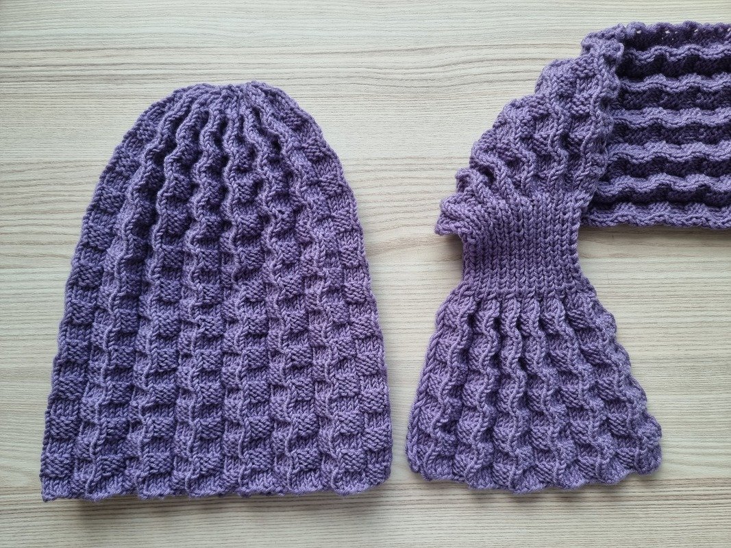 "Plissee" Damen Mütze mit einfachem Umschlag stricken PDF-Anleitung