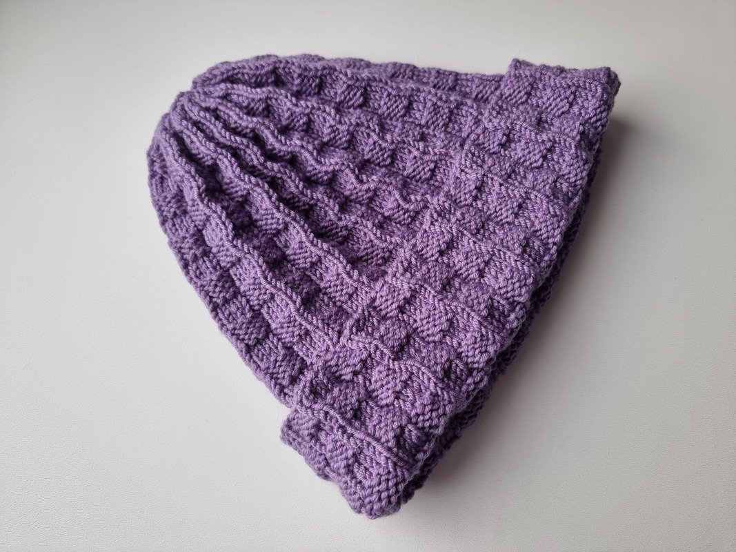 "Plissee" Damen Mütze mit einfachem Umschlag stricken PDF-Anleitung