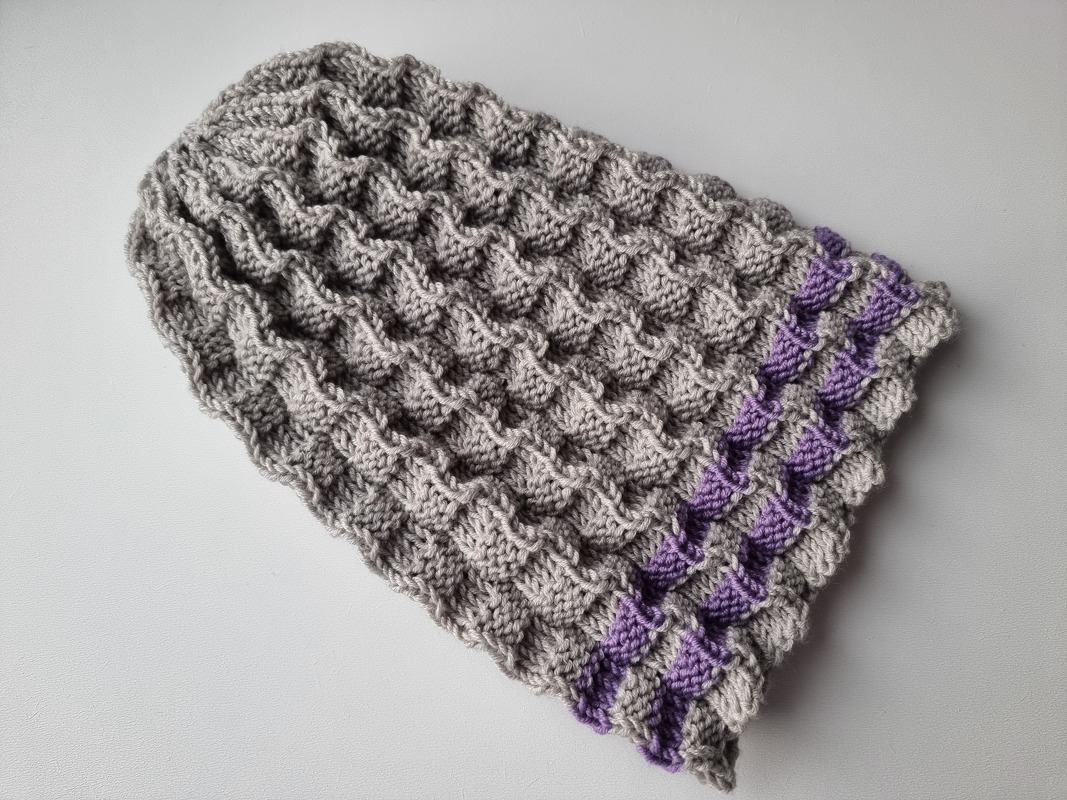 "Plissee" Damen Mütze mit einfachem Umschlag stricken PDF-Anleitung
