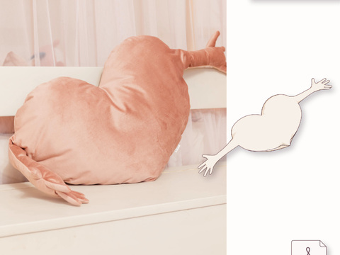 Heart Pillow with Arms Sewing Pattern - 100 x 35 cm