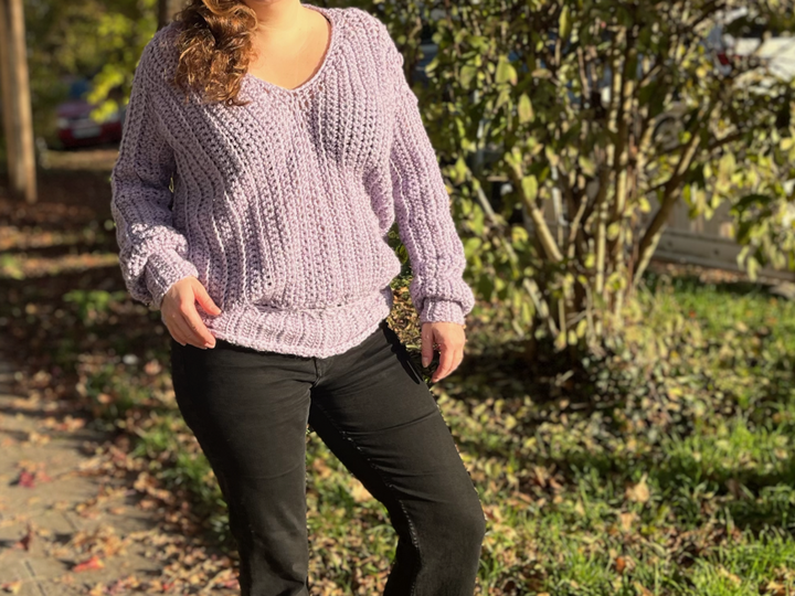Häkelanleitung Cold-Shoulder Pullover "Purple Rain"