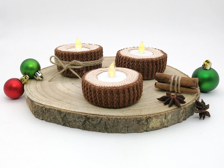 Tealight Holder - Tree Log - Crochet Pattern