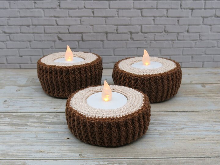 Tealight Holder - Tree Log - Crochet Pattern