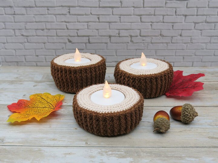 Tealight Holder - Tree Log - Crochet Pattern
