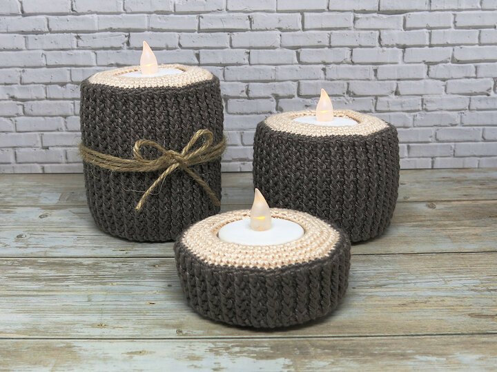 Teelichthalter - Baumstamm - Häkelanleitung