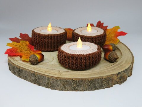 Tealight Holder - Tree Log - Crochet Pattern