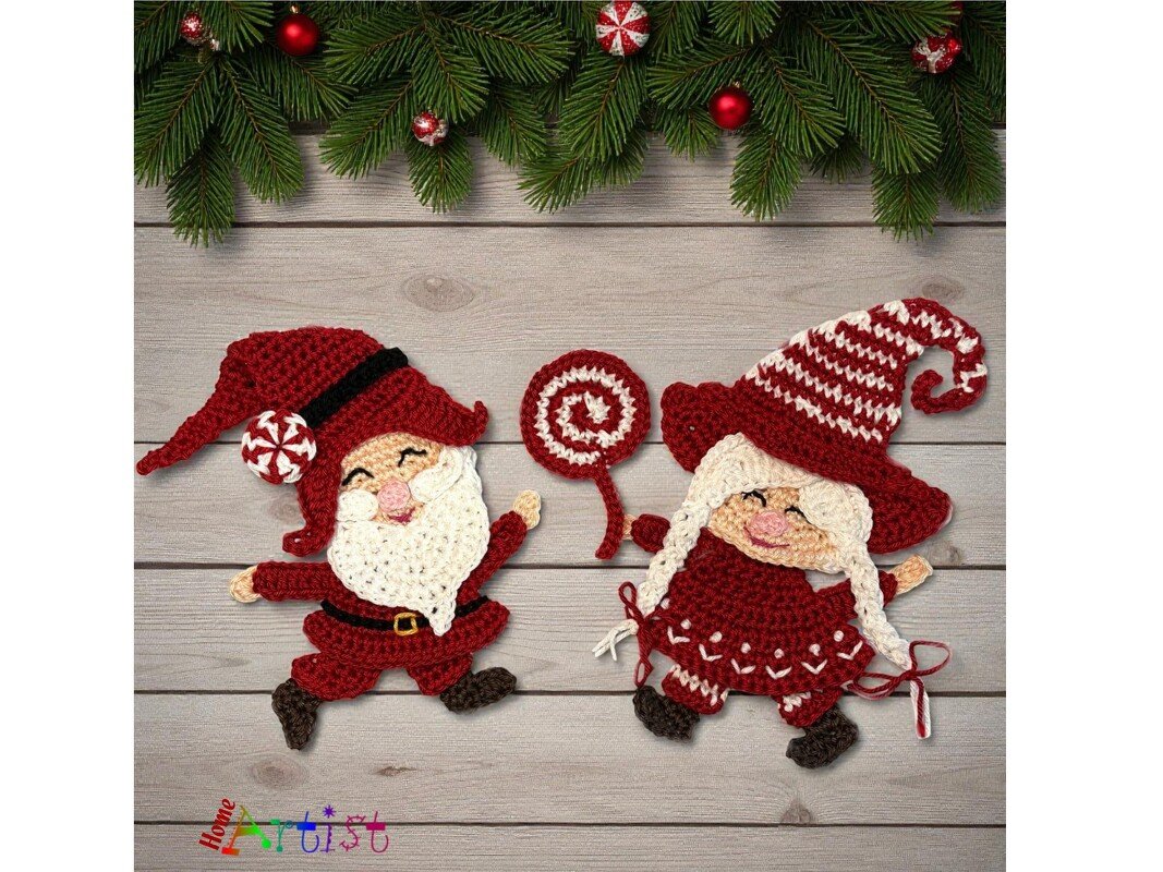 Gnome Duo crochet applique - Image 2