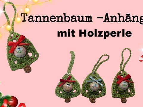 Tannenbaum-Anhänger mit Holzperle