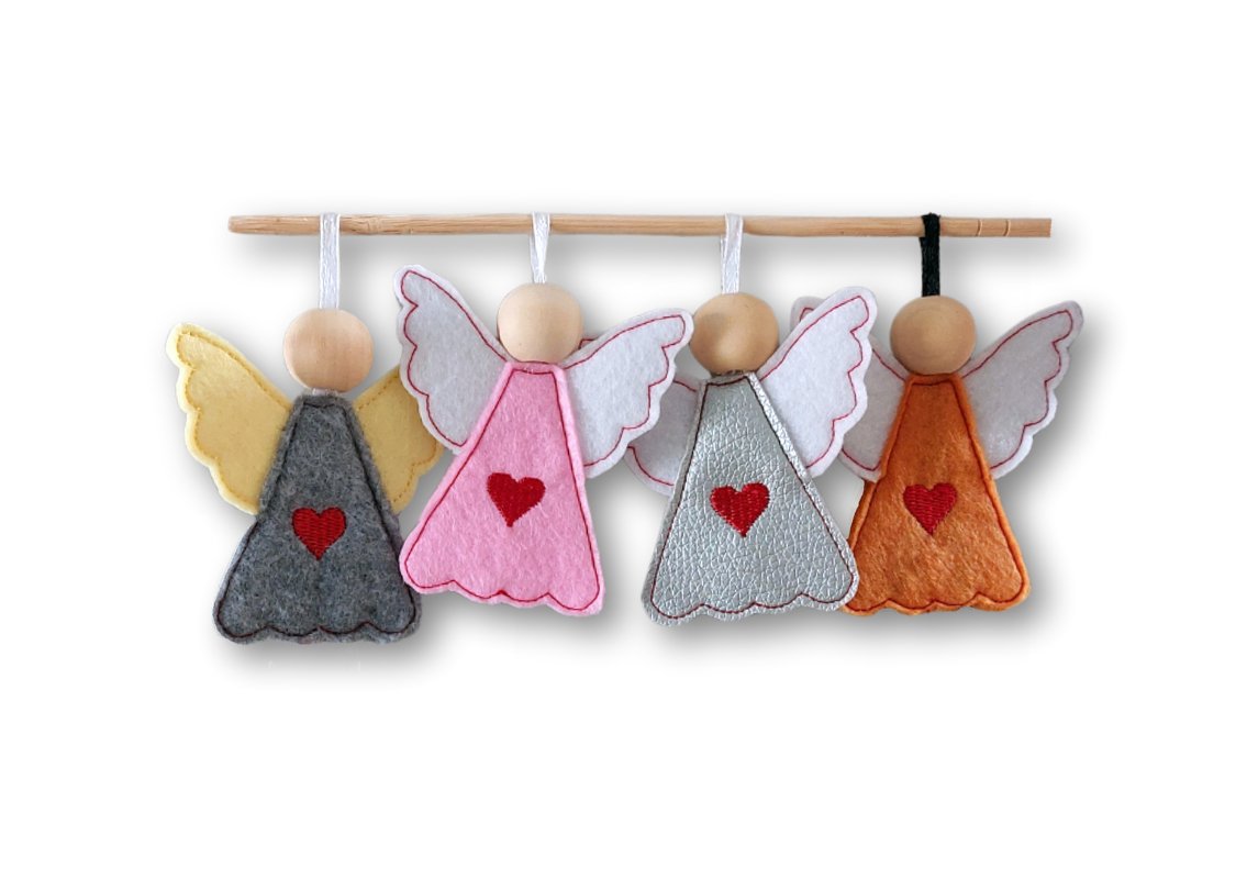 Stickdatei Engel Engelchen ITH mit Holzperle | 10x10 & Mehrfachdatei 13x18