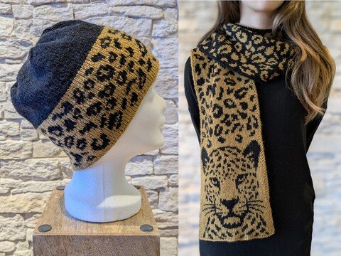 SET Leo Love - Schal / Mütze / Stirnband / Topflappen - DF Strickanleitung