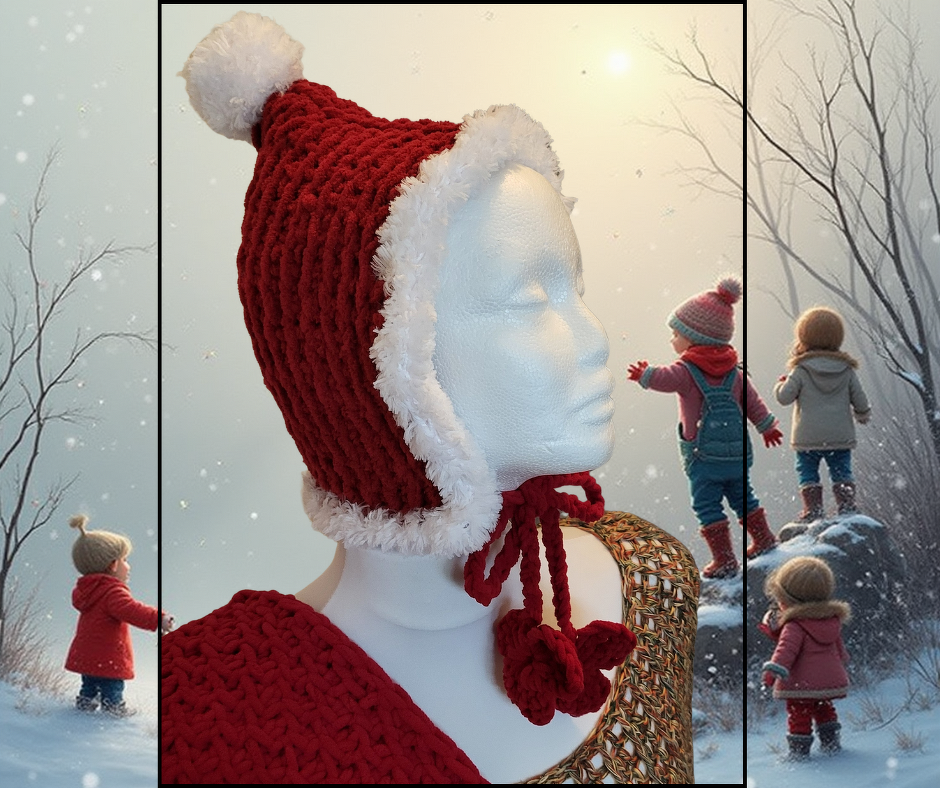 Santa Claus Christmas Hat – Kids’ version, Tunisian crochet (Beginner)