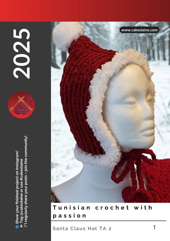 Santa Claus Christmas Hat – Kids’ version, Tunisian crochet (Beginner) - Image 6