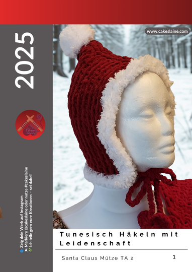 Santa Claus Christmas Hat – Kids’ version, Tunisian crochet (Beginner)