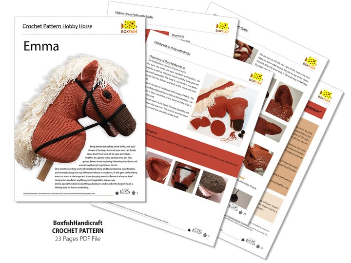 Hobby Horse Häkelanleitung, Anleitung Steckenpferd mit Blesse zum häkeln