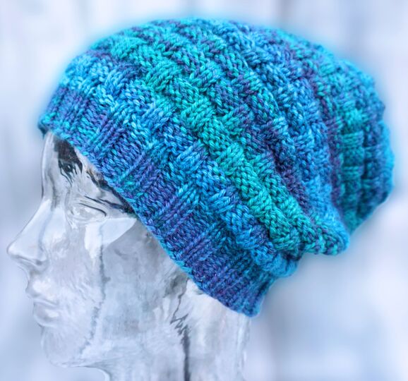 Basketweave Hat, beanie, reversible, knitting pattern