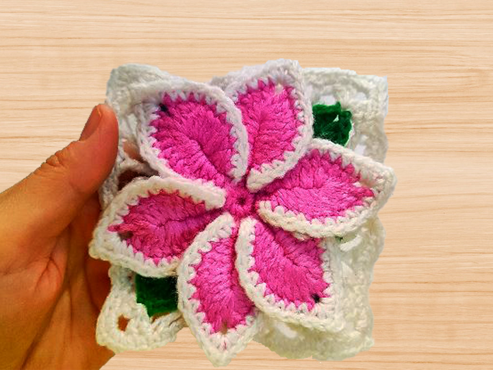 3D Flower Square Motif Pattern PDF + Video Tutorial – English Video Only