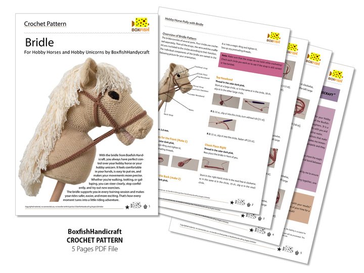 Häkelaleitung Zaumzeug Trense inklusive Mundstück & Zügel für Hobby Horse