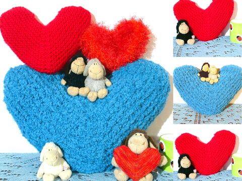 With Love, heart, pillow, many sizes, knitting pattern