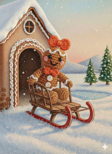 Lebkuchenmädchen häkeln – Krümelchen Keks, ca. 12 cm (DE & EN)