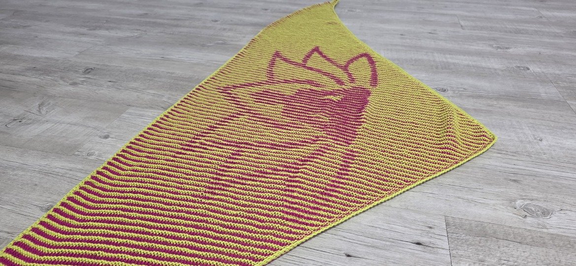 Buddha, Schattenstricken, Illusionsstricken, Motivtuch