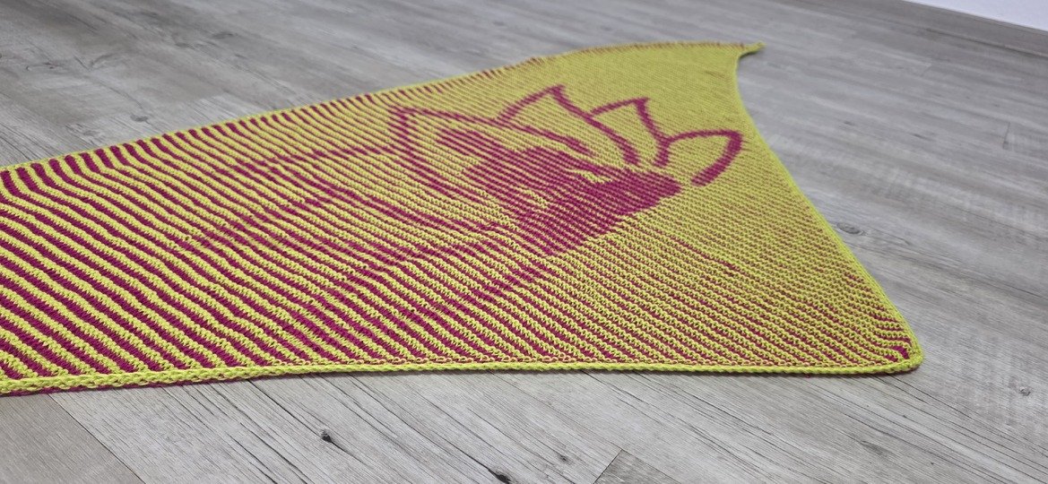 Buddha, Schattenstricken, Illusionsstricken, Motivtuch