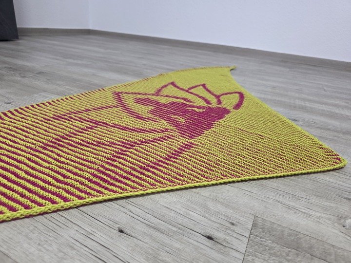 Buddha, Schattenstricken, Illusionsstricken, Motivtuch