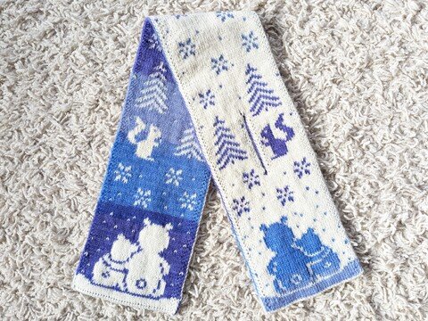 Scarf "Winterdream" - Double sided knitting pattern