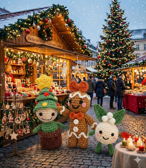 Crochet Christmas Minis – Three Little Figures in One Pattern (EN & DE)