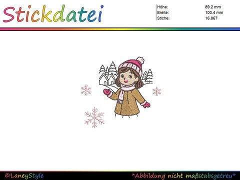 Stickdatei Wintermädchen - Winter - Winterlandschaft