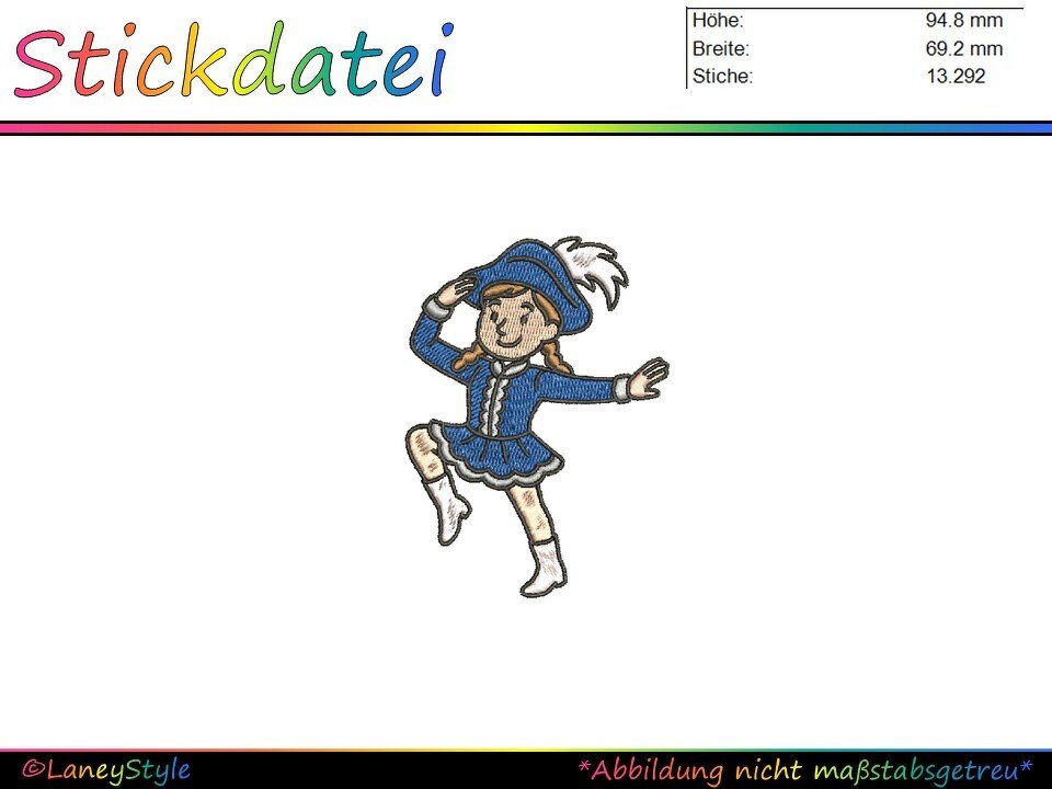 Stickdesign Fasching - Gardetänzerin - Gardetanz - Tanzmariechen