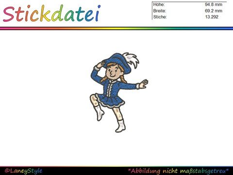 Stickdesign Fasching - Gardetänzerin - Gardetanz - Tanzmariechen